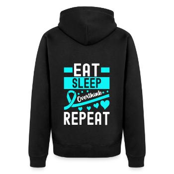Angststörung Anxiety disorder - Unisex Premium Bio Zip Hoodie - Schwarz - Hinten - Nico (187cm)