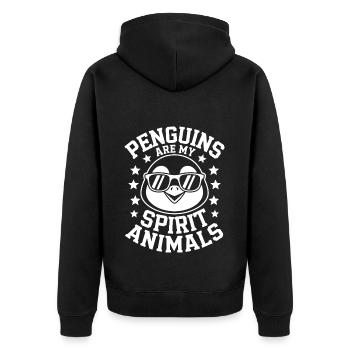 Pinguin Spruch Lustige Pinguine Geschenk - Unisex Premium Bio Zip Hoodie - Schwarz - Hinten - Nico (187cm)