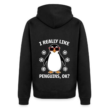 Pinguin Spruch Lustige Pinguine Geschenk - Unisex Premium Bio Zip Hoodie - Schwarz - Hinten - Nico (187cm)