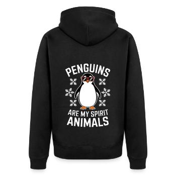 Pinguin Spruch Lustige Pinguine Geschenk - Unisex Premium Bio Zip Hoodie - Schwarz - Hinten - Nico (187cm)