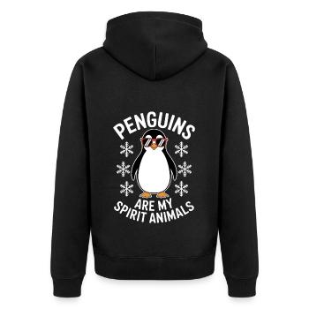 Pinguin Spruch Lustige Pinguine Geschenk - Unisex Premium Bio Zip Hoodie - Schwarz - Hinten - Nico (187cm)