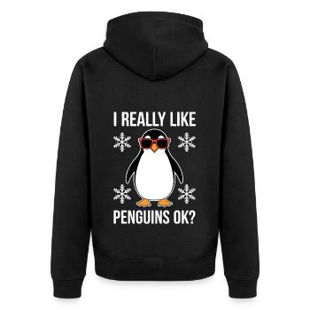Pinguin Spruch Lustige Pinguine Geschenk - Unisex Premium Bio Zip Hoodie - Schwarz - Hinten - Nico (187cm)