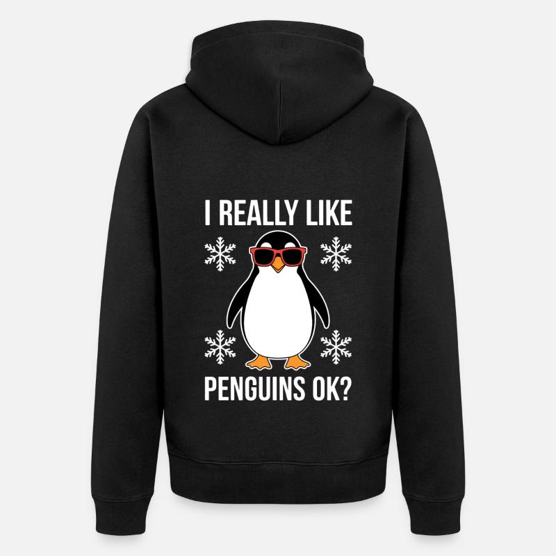 Pingouin disant drôle Pingouins Cadeau - Veste à capuche bio Premium Unisexe - noir
