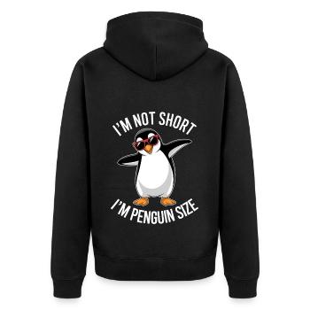 Pinguin Spruch Lustige Pinguine Geschenk - Unisex Premium Bio Zip Hoodie - Schwarz - Hinten - Nico (187cm)