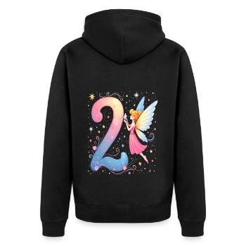 Douce Fée 2ème Anniversaire pour les filles - Veste à capuche bio Premium Unisexe - noir - Dos - Nico (187cm)