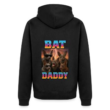 Fledermaus-Papa - Unisex Premium Bio Zip Hoodie - Schwarz - Hinten - Nico (187cm)
