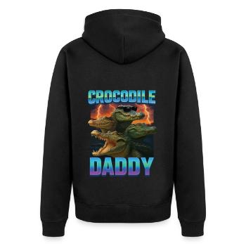 Krokodil-Papa - Unisex Premium Bio Zip Hoodie - Schwarz - Hinten - Nico (187cm)