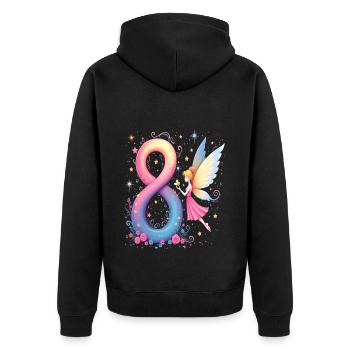 Douce Fée 8ème Anniversaire pour les filles - Veste à capuche bio Premium Unisexe - noir - Dos - Nico (187cm)