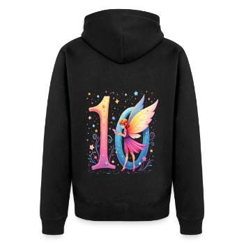 Douce Fée 10e anniversaire pour les filles - Veste à capuche bio Premium Unisexe - noir - Dos - Nico (187cm)