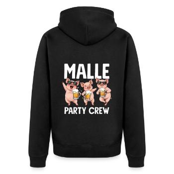 Malle Party Crew - Unisex Premium Bio Zip Hoodie - Schwarz - Hinten - Nico (187cm)