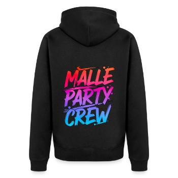 Malle Party Crew - Unisex Premium Bio Zip Hoodie - Schwarz - Hinten - Nico (187cm)