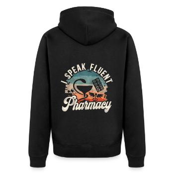 Pharmacy Tech Technician - Unisex Premium Organic Zip Hoodie - black - Back - Nico (187cm)