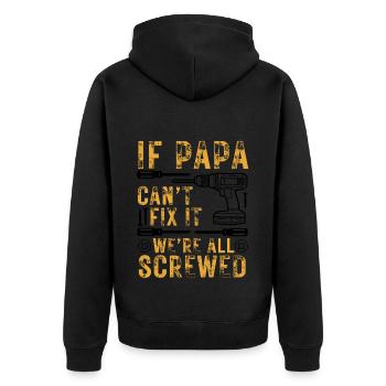 Papa Heimwerker Spruch Werkzeug Humor - Unisex Premium Bio Zip Hoodie - Schwarz - Hinten - Nico (187cm)