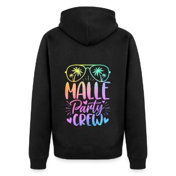 Malle Party Crew - Unisex Premium Bio Zip Hoodie - Schwarz - Hinten - Nico (187cm)