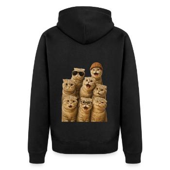 Schottische Faltohr - Unisex Premium Bio Zip Hoodie - Schwarz - Hinten - Nico (187cm)