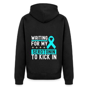 Angststörung Anxiety disorder - Unisex Premium Bio Zip Hoodie - Schwarz - Hinten - Nico (187cm)