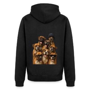 Boxer - Unisex Premium Bio Zip Hoodie - Schwarz - Hinten - Nico (187cm)