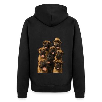 Bullmastiff - Unisex Premium Bio Zip Hoodie - Schwarz - Hinten - Nico (187cm)