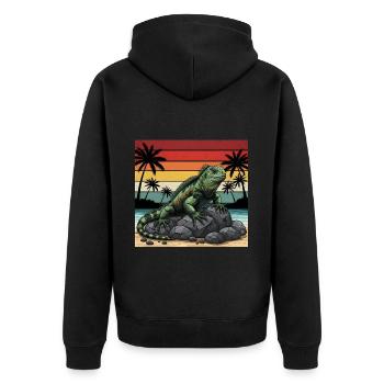 Marine Iguana Galapagos - Unisex Premium Organic Zip Hoodie - black - Back - Nico (187cm)