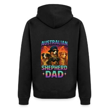 Australischer Schäferhund - Unisex Premium Bio Zip Hoodie - Schwarz - Hinten - Nico (187cm)