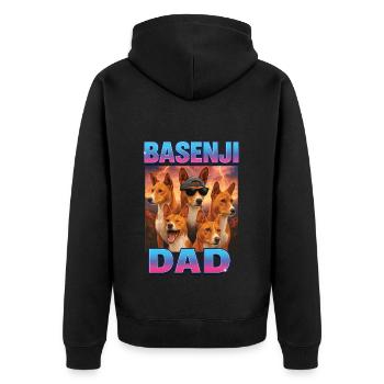 Basenji - Unisex Premium Bio Zip Hoodie - Schwarz - Hinten - Nico (187cm)