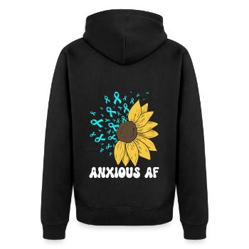 Angststörung Anxiety disorder - Unisex Premium Bio Zip Hoodie - Schwarz - Hinten - Nico (187cm)