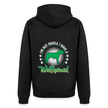 Ich habe einen Irischer Wolfshund - Unisex Premium Bio Zip Hoodie - Schwarz - Hinten - Nico (187cm)
