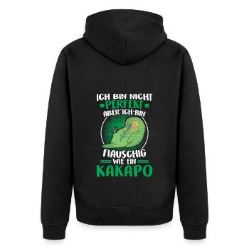 Kakapo ist flauschig Neuseeland Kakapo - Unisex Premium Bio Zip Hoodie - Schwarz - Hinten - Nico (187cm)