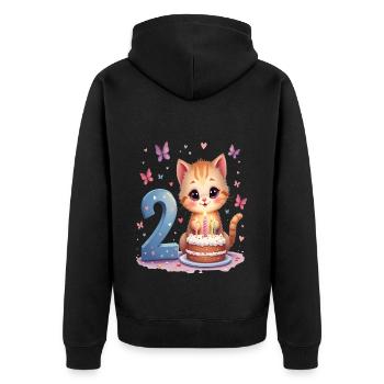 chaton mignon fille d’anniversaire 2e anniversaire - Veste à capuche bio Premium Unisexe - noir - Dos - Nico (187cm)