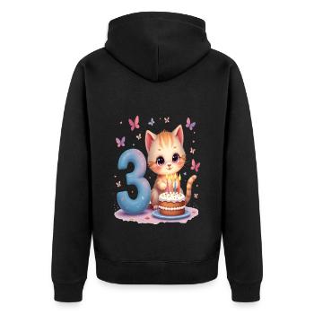 Chaton mignon 3ème anniversaire fille - Veste à capuche bio Premium Unisexe - noir - Dos - Nico (187cm)