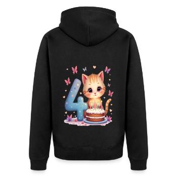 chaton mignon fille d’anniversaire 4e anniversaire - Veste à capuche bio Premium Unisexe - noir - Dos - Nico (187cm)