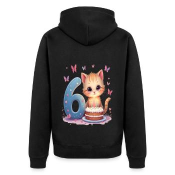 chaton mignon fille d’anniversaire 6e anniversaire - Veste à capuche bio Premium Unisexe - noir - Dos - Nico (187cm)