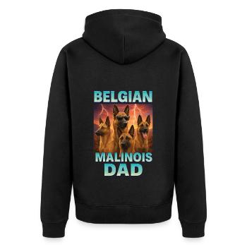 Belgischer Malinois - Unisex Premium Bio Zip Hoodie - Schwarz - Hinten - Nico (187cm)