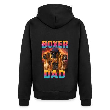 Boxer - Unisex Premium Bio Zip Hoodie - Schwarz - Hinten - Nico (187cm)