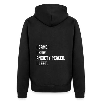 Angststörung Anxiety disorder - Unisex Premium Bio Zip Hoodie - Schwarz - Hinten - Nico (187cm)
