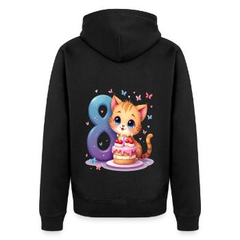 chaton mignon fille d’anniversaire 8 ans - Veste à capuche bio Premium Unisexe - noir - Dos - Nico (187cm)
