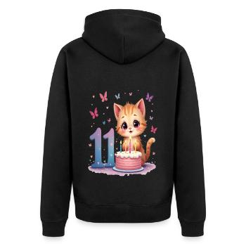 chaton mignon fille d’anniversaire 11 ans - Veste à capuche bio Premium Unisexe - noir - Dos - Nico (187cm)