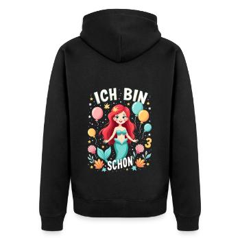 J’ai déjà 3 sirène fille d’anniversaire - Veste à capuche bio Premium Unisexe - noir - Dos - Nico (187cm)