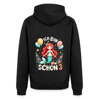 J’ai déjà 3 sirène fille d’anniversaire - Veste à capuche bio Premium Unisexe - noir - Dos - Nico (187cm)
