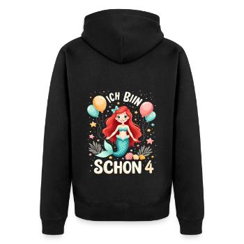 J’ai déjà 4 sirène fille d’anniversaire - Veste à capuche bio Premium Unisexe - noir - Dos - Nico (187cm)