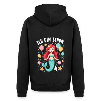 J’ai déjà 4 sirène fille d’anniversaire - Veste à capuche bio Premium Unisexe - noir - Dos - Nico (187cm)