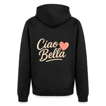 Ciao Bella - Unisex Premium Bio Zip Hoodie - Schwarz - Hinten - Nico (187cm)