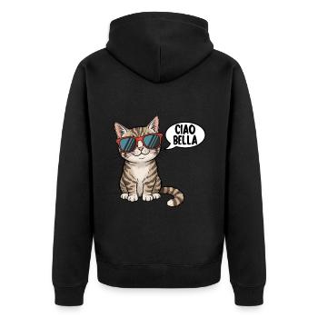 Ciao Bella - Unisex Premium Bio Zip Hoodie - Schwarz - Hinten - Nico (187cm)
