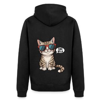 Ciao Bella - Unisex Premium Bio Zip Hoodie - Schwarz - Hinten - Nico (187cm)