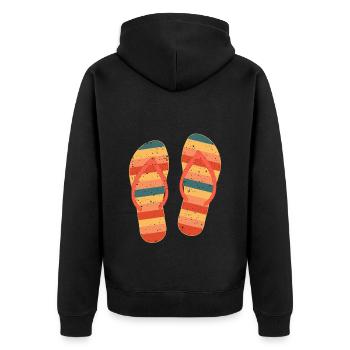 Sommer Vibes Mit Flip Flops Strand Top - Unisex Premium Bio Zip Hoodie - Schwarz - Hinten - Nico (187cm)
