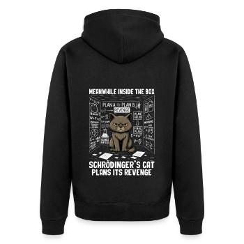 Schrödingers Cat Plans Revenge - Unisex Premium Bio Zip Hoodie - Schwarz - Hinten - Nico (187cm)