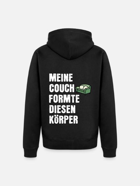 Spüche Couch Körper - Unisex Premium Bio Zip Hoodie - Schwarz
