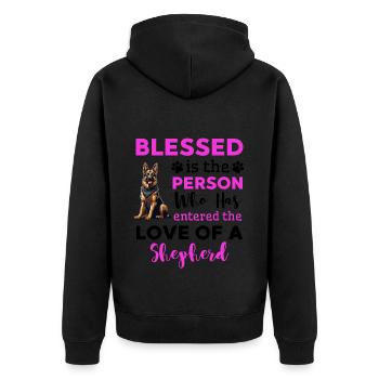 German Shepherd Dear Dog Owners - Unisex Premium Organic Zip Hoodie - black - Back - Nico (187cm)
