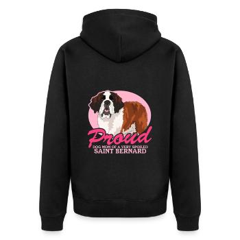 Bernhardiner Mom St. Bernhardshund Geschenke - Unisex Premium Bio Zip Hoodie - Schwarz - Hinten - Nico (187cm)