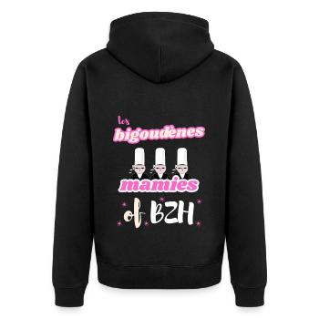 The Bigoudènes MAMIES of Brittany - Unisex Premium Organic Zip Hoodie - black - Back - Nico (187cm)
